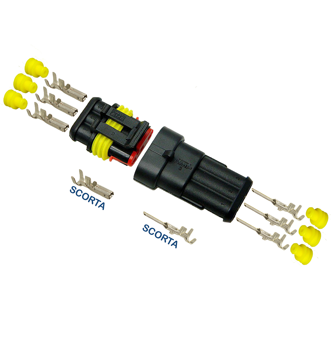 AMP Superseal 3Vie Kit Connettori TE-Connectivity 1.5mm Nero AMP Superseal 3Vie Kit Connettori TE-Connectivity 1.5mm Nero