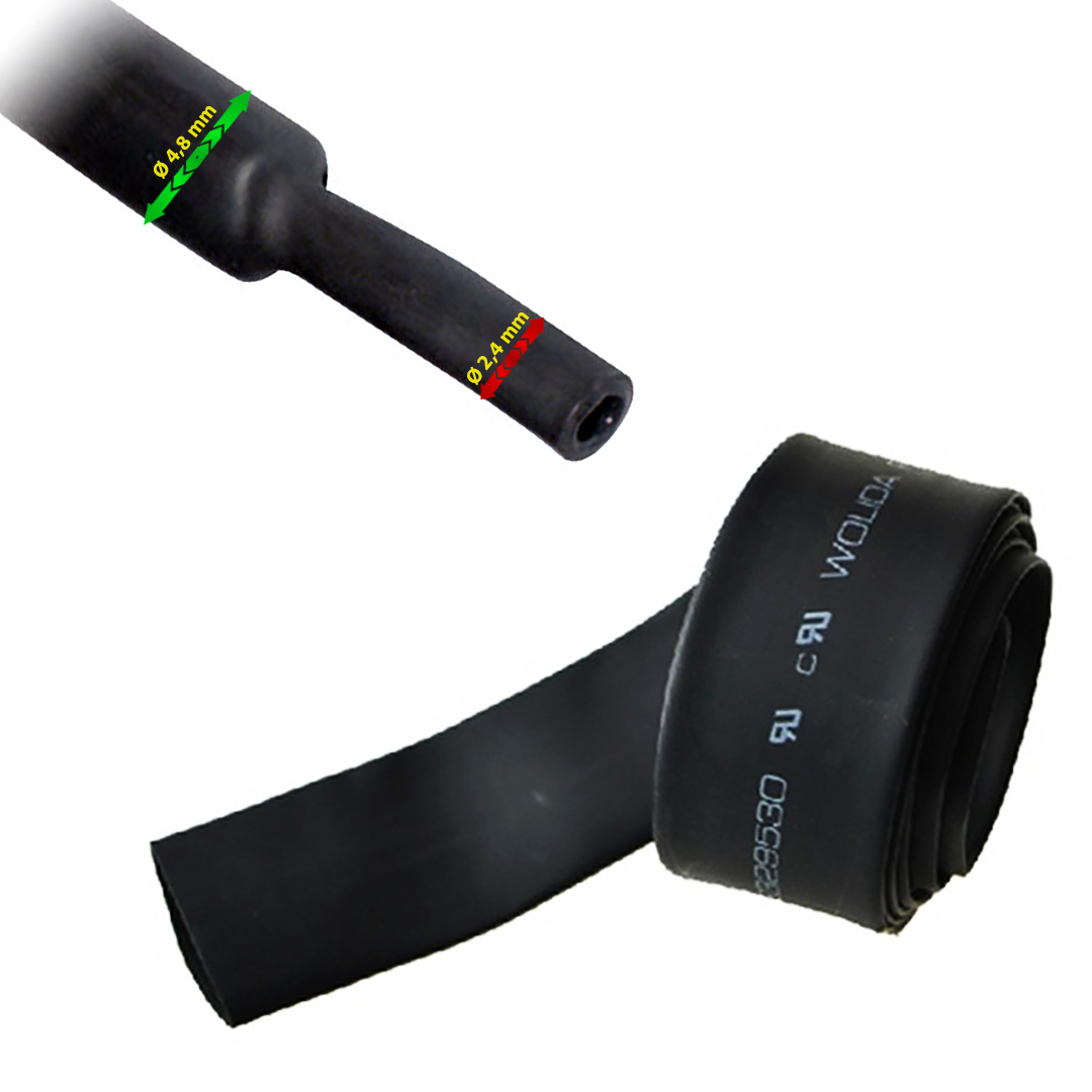 Termorestringente Ø4,8mm Restrizione 2:1 Guaina Retraibile Nera